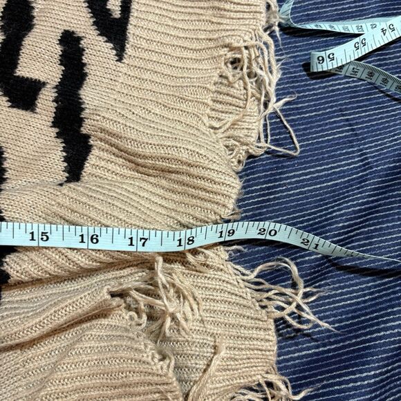 Polly Esther Womens M Distressed V Neck Zebra Animal Print Sweater Grunge Boho - Picture 5 of 6